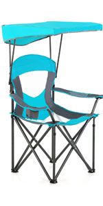 Oversized Camping Chair with Shade Canopy, Folding Lawn Chairs Cup Holders, Camping Lounge Chair for Hiking Travel