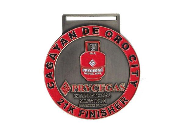 3D Metal Award Marathon Running Sport Medal Ribbon With Logo Custom