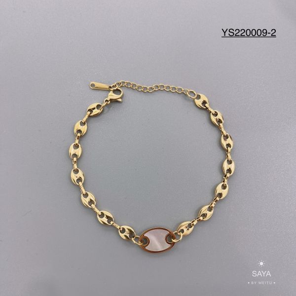 Europe Stainless Steel Designer Jewelry White Shell Inlaid Pig Nose Chain Necklace