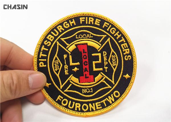 Rock Music Clothing Embroidery Patches Round 100 % Embroidery Twill Fabric