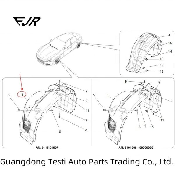 Car Fitment Maserati Fender Lining For Ghibli 670030232 670030236 670105932 670105934