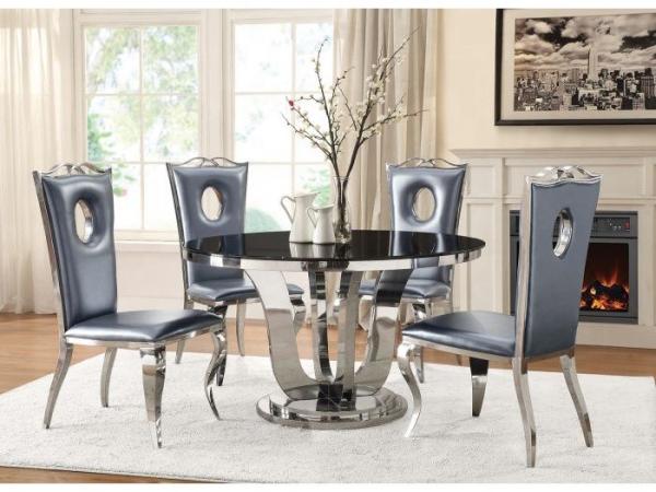 Aesthetic Hole PU Leather Dining Chair With Stainless Steel Frame
