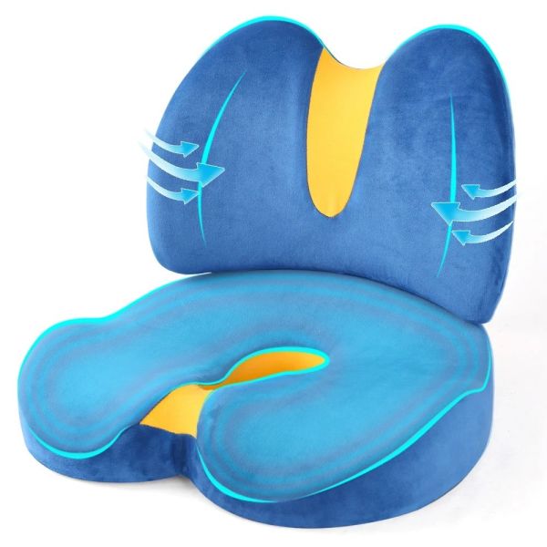 2 in 1 Memory Foam Seat Cushion with Back Support Cushion 35.2X41X9.5cm / 38.6x27x10cm