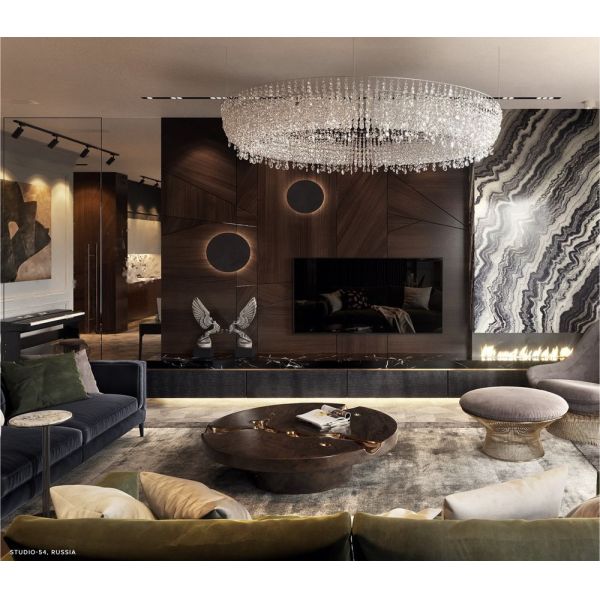 Black Modern Coffee Table Round Marble Top Nordic For Living Room Decor