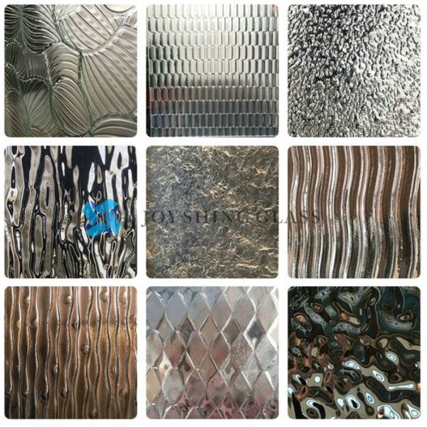 curved hot melt glass pattern samples Специальное кривое стекло с горячим плавлением