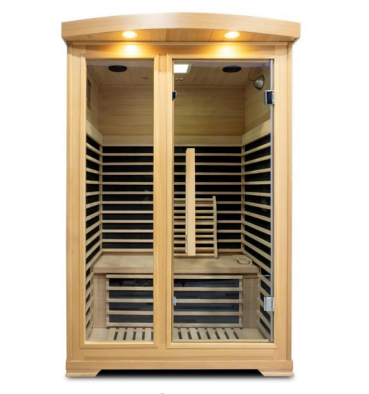 2 Person Hemlock Okuman Solid Wooden Indoor Low Emf Carbon Heater Sauna