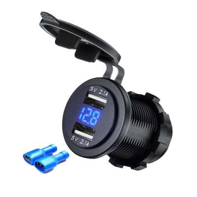 12Volt Dual USB Car Charger Socket 5V 2.1A For Car Bus Motorcycle Boat Charging