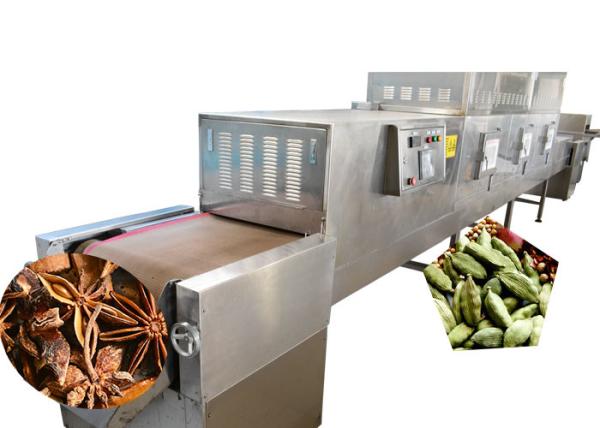 Stainless Steel Conveyor Belt PLC System Microwave Spice Dryer Machine