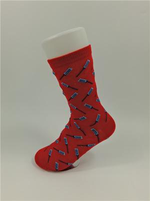 Odor Resistant Thin White Cotton Socks , Red / Black Cool Socks For Kids
