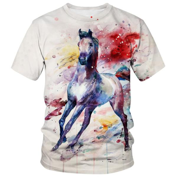 Men Women Horse 3D Printed T Shirts Animal Graphic Casual Crew Neck T-Shirts