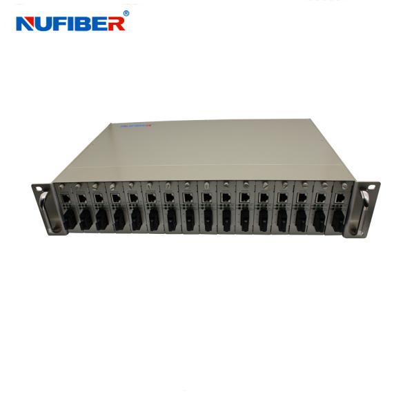 19'' 2U 16 Slot Rack Mount Media Converter Chassis with 2 Power Supply