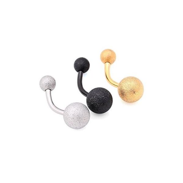 Belly button ring matt silver gold black navel ring two balls barbell body piercing jewelry free sample