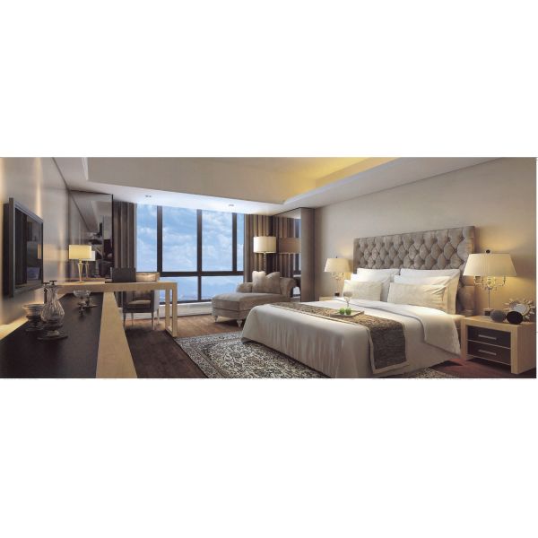 Luxury Hotel Bedroom Furniture,Bed,Upholsterd Pad Headboard,SR-023