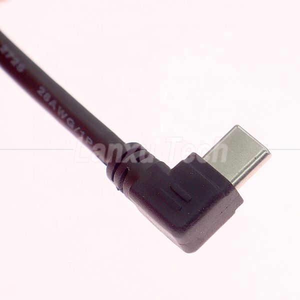 90 Degree Right Angle Fast Charging 2A USB 2.0 to Type C Data Charger Extension Cable