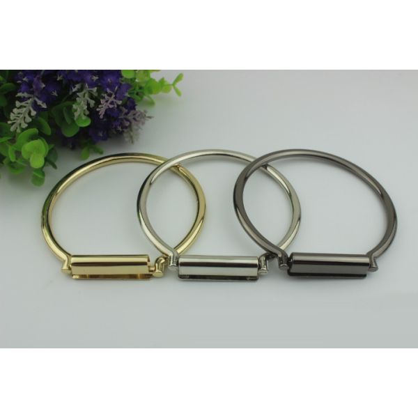 Nice polished custom zinc alloy light gold 60 mm metal handbag handle for bags parts