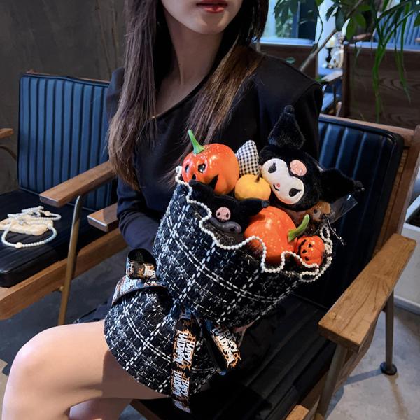 Halloween Gift Doll Bouquet Kuromi Finished Plush Doll Pumpkin Head Cartoon Bouquet Birthday Gift for Girlfriend