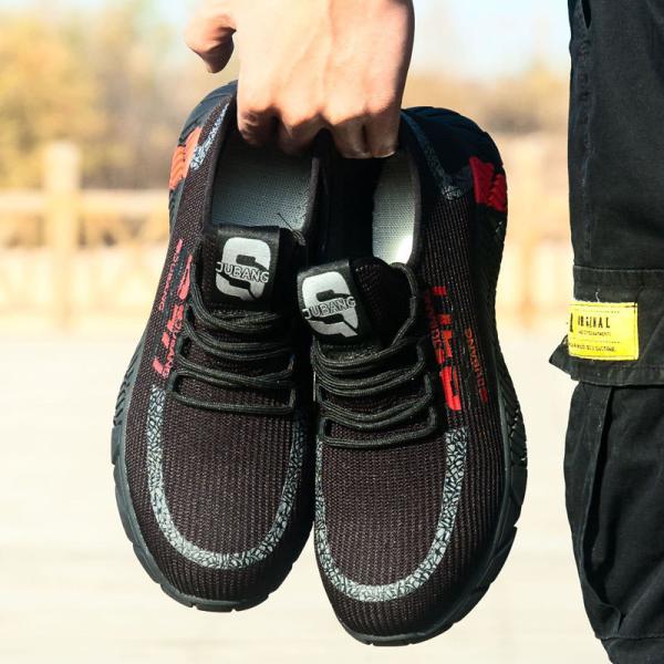 Colorful Flying Knit Work Shoes Summer Comfortable Safety Shoes Steel Toe Work Shoes Breathable Shoes