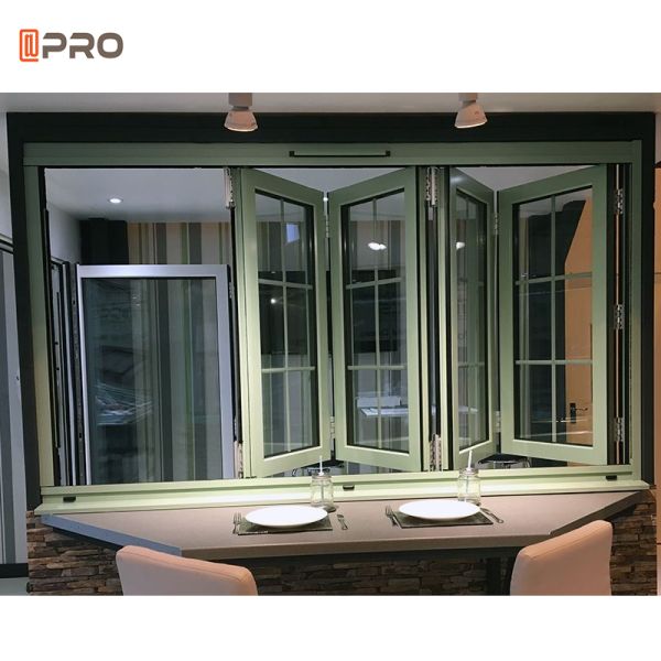 Black White Frame Aluminum Bifold Windows Casement Style ISO9001