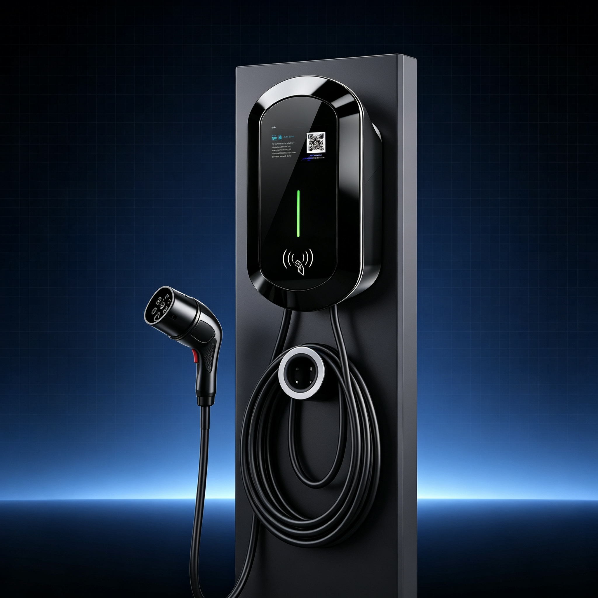 Wall mounted Pillar type R8 AC Charging Station Anti Salt Spray type2 EV Charger 11kw 16A 380V IP54 5.64 inch LCD Display for Home Business Charging Scenarios