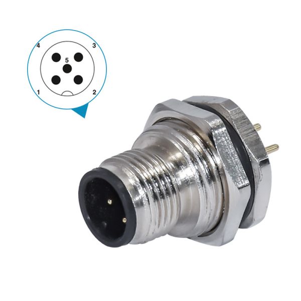Соединитель держателя 4A 250V D/C панели винта починки M12 Watreproof IP67 5pin мужским прикрепленный фронтом