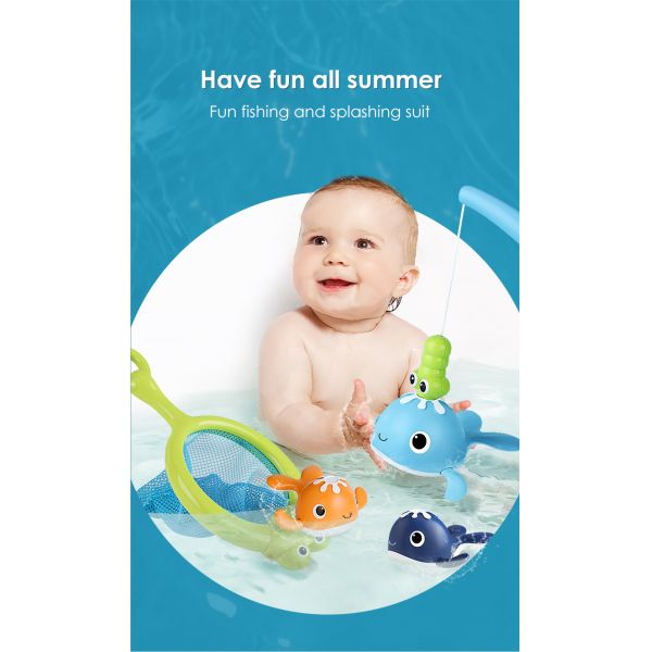 Unisex Bath Time Bathtub Toy for Toddlers Baby Kids Infant Fish Set Age 18months and up