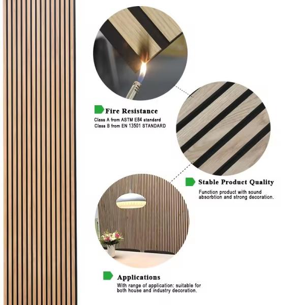 Acoustic Wood Panel Wall 1220x2440mm Black MDF Polyester Fiber