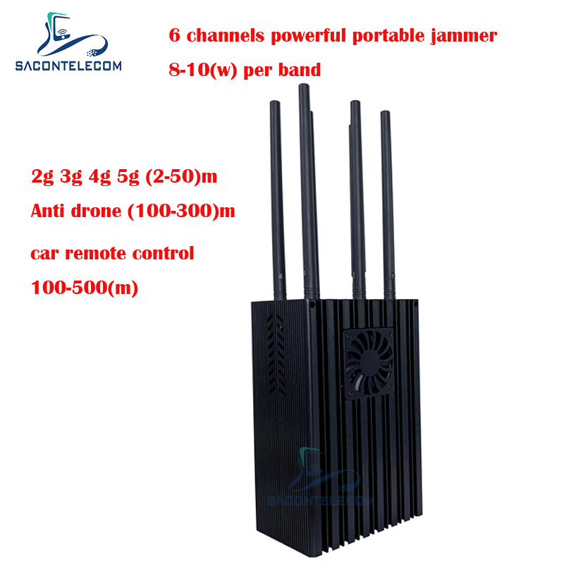 6 каналов Мобильный телефонный джаммер 2G 3G 4G 5G 8-10w/Band портативный мобильный телефонный джаммер
