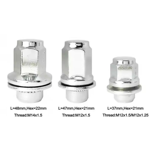 Noche de rueda de la nuez de cromo M14-1.5 Duplex Acorn - 22 mm Hex, 48 mm de longitud para Toyota OEM 9094201103