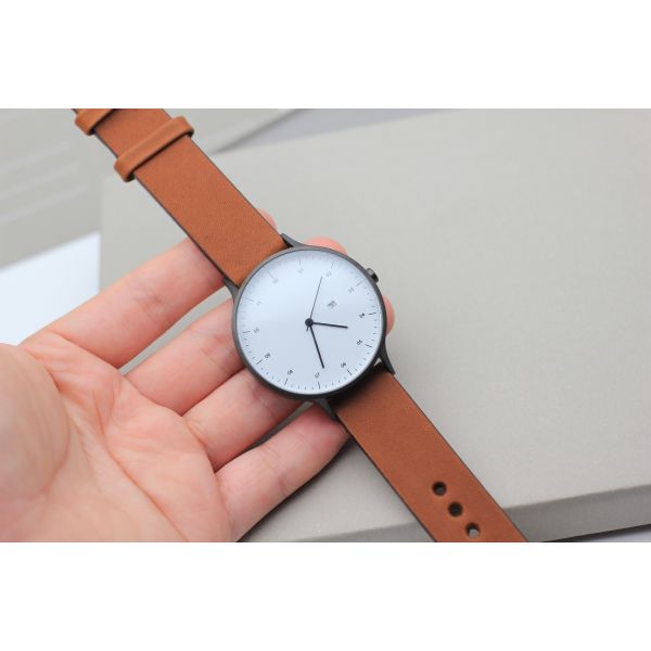 Minimalist Brown Leather Band Watch , Mens Designer Watches Brown Leather Strap