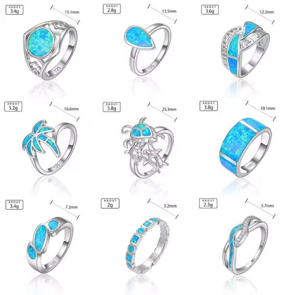 Engagement Wedding Stone Sterling Opal Jewelry Rings White Gold Plated