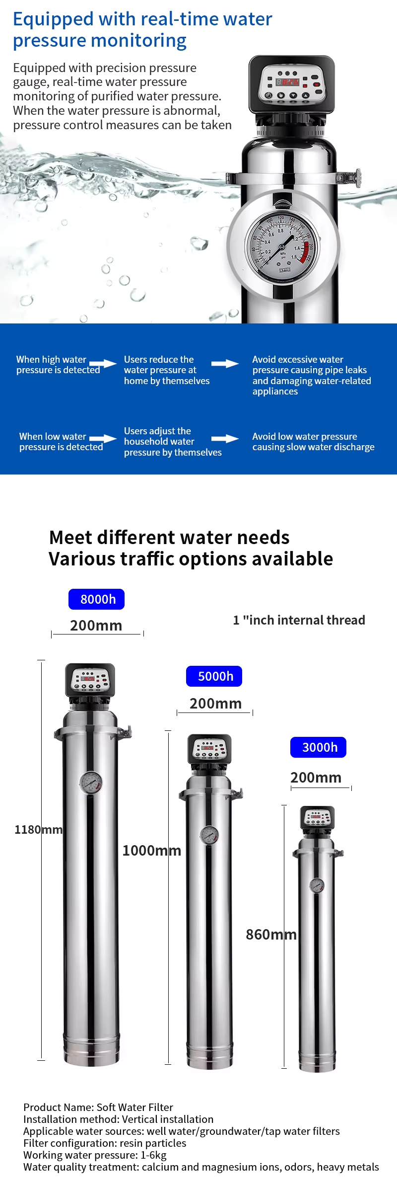 Planta de filtración suavizante de agua dura con resina de intercambio iónico automática