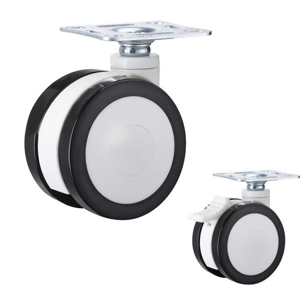 142LBS 3 Inch Black PU Swivel Locking Medical Casters Dual Wheel Plate Type Hospital Wheels Supplys
