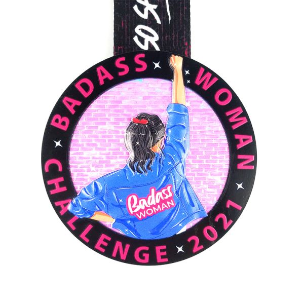 Premio de Impresión UV de Medalla de Inserción Personalizada con Vidrio Transparente