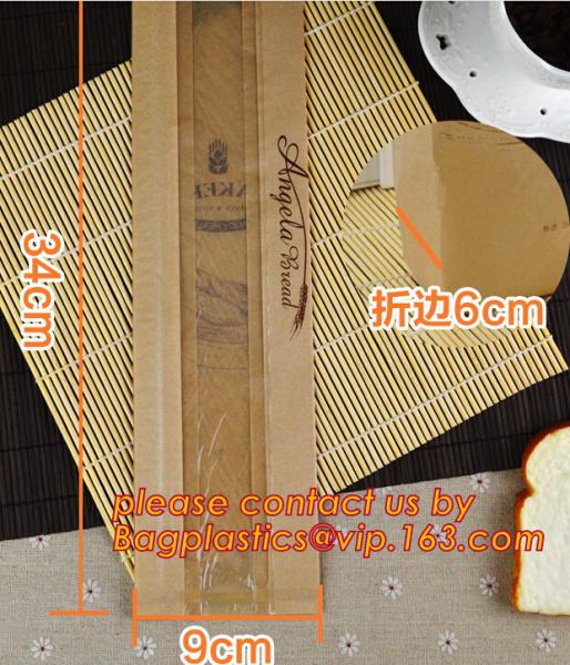 Clear Window bleached kraft paper bag bread bag, paper kraft bag, French Baguette bread paper bag, Long Size Toast Bags