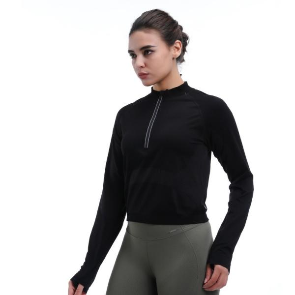 Long Sleeve Quarter Zip Tops Breathable Sustainable Quick Dry