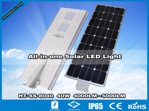 Hitechled Luminaria Solar Led integrada, Todo En Uno Panel 80W y Bateria 384W y Led 40w