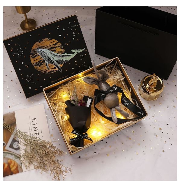 Custom Rigid Shoulder Box , 2 Piece Boxes With Shredded Paper 29*21*9.5cm
