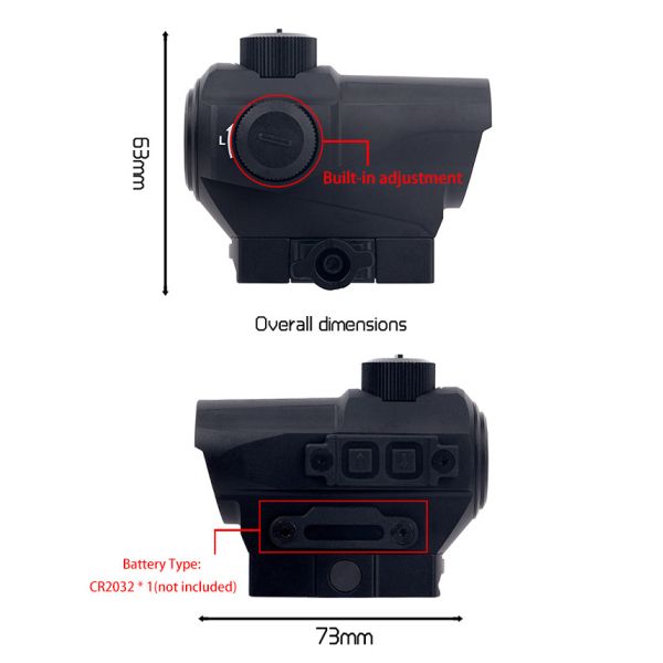 1x Magnification D10 Outdoor Red Dot Scope / Single Red Dot Hunting Scopes