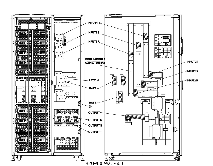 600KVA UPS System Cabinet 60KW Pure Online Double Conversion for Power Supply