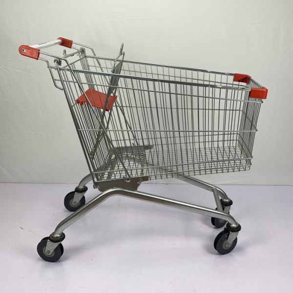 Style européen adapté aux besoins du client Revêtement de poudre de chariot à supermarché en métal du chariot 150L à épicerie
