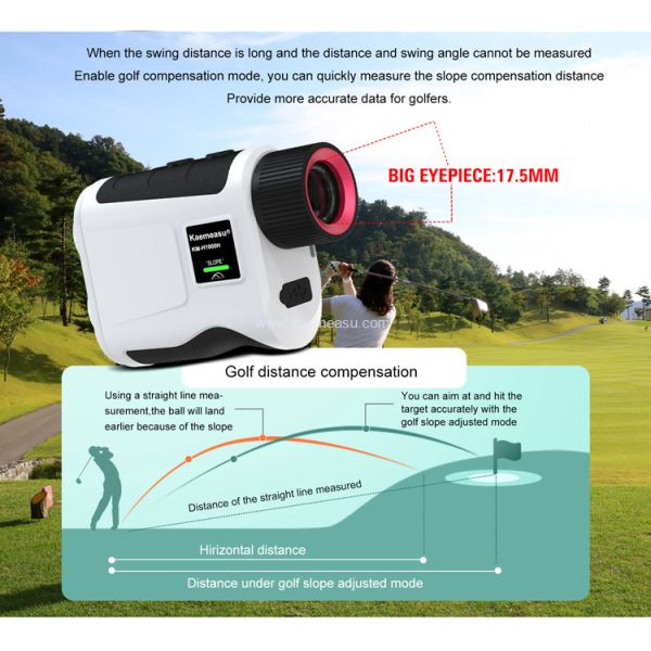 Kaemeasu 1500m Telescopio óptico Golf Medidor de distancia USB Carga 95% Transmisión H1500H