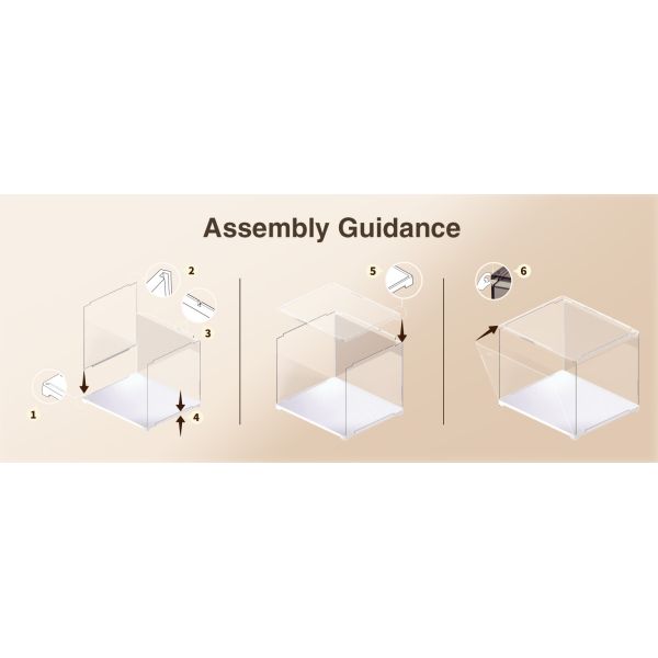 Clear Acrylic Display Case For Hobby Collectibles, Easy Assemble Dust Cover Showcase Clear Storage Bins, Stackable Storage Plastic Box With Wooden Base