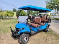 Bleu 6 places électrique tout-terrain Voiture de golf de luxe batterie au lithium équipée de pneus tout-terrain de 14 pouces