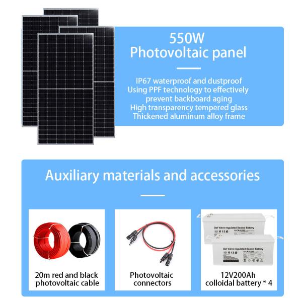 OEM ODM 3Kw  Solar System Kit With Battery Storage And Monocrystalline Silicon Panels