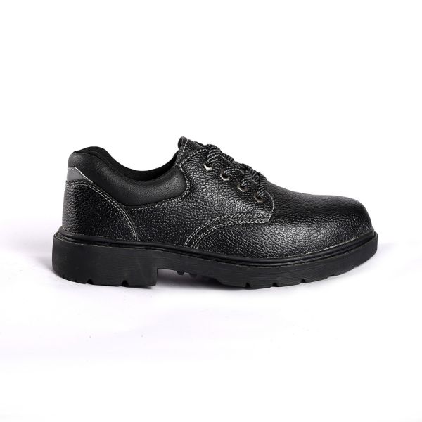 Basic Black Leather Upper Puncture Slip Resistance Breathable Steel Toe Shoes