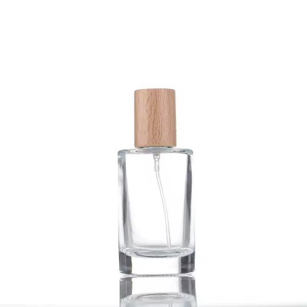 30ml Glass Perfume Spray Bottle Liquid Sprayer Travel Refillable Bottle Wood Lid