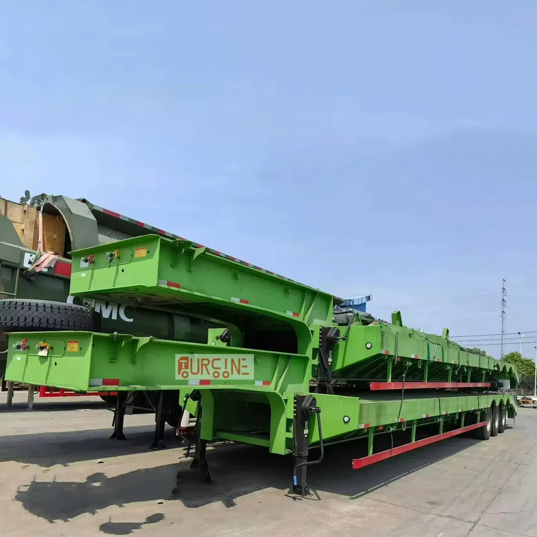 80 Ton Heavy Duty Three Axle Low Bed Semi Trailer for Excavator Transport