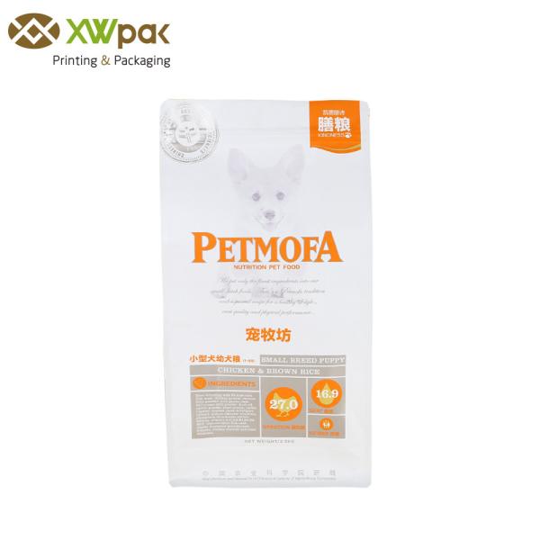 Resealable Bottom Gusset Dog Food Packaging Bag , Plastic Animal Feed Pet Dog Food Bag