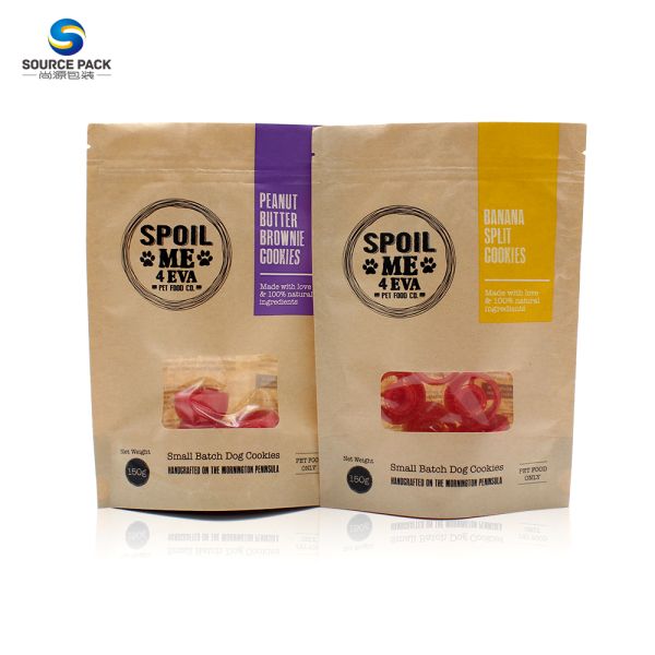 Moisture Proof Stand Up Pouch Kraft Ppaer Bag Resealable With Window