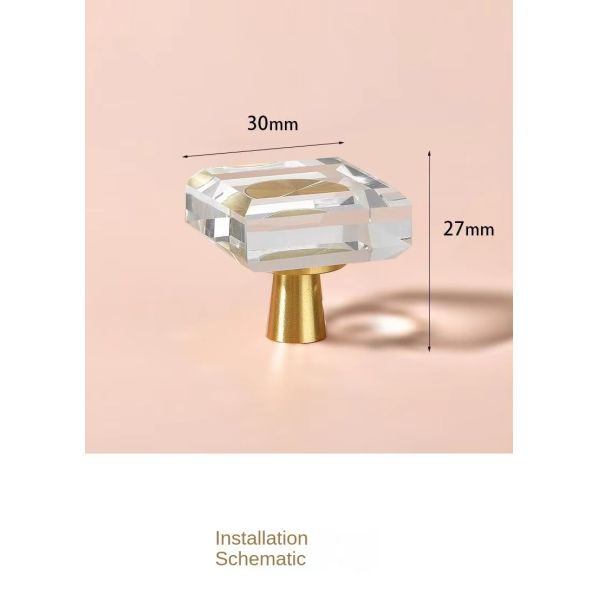 Modern Luxury French Crystal Single-Hole Brass Door Handle Pull for Dresser for Bedroom Use
